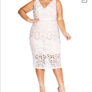 City Chic All Class Dress Ivory Size L (20)